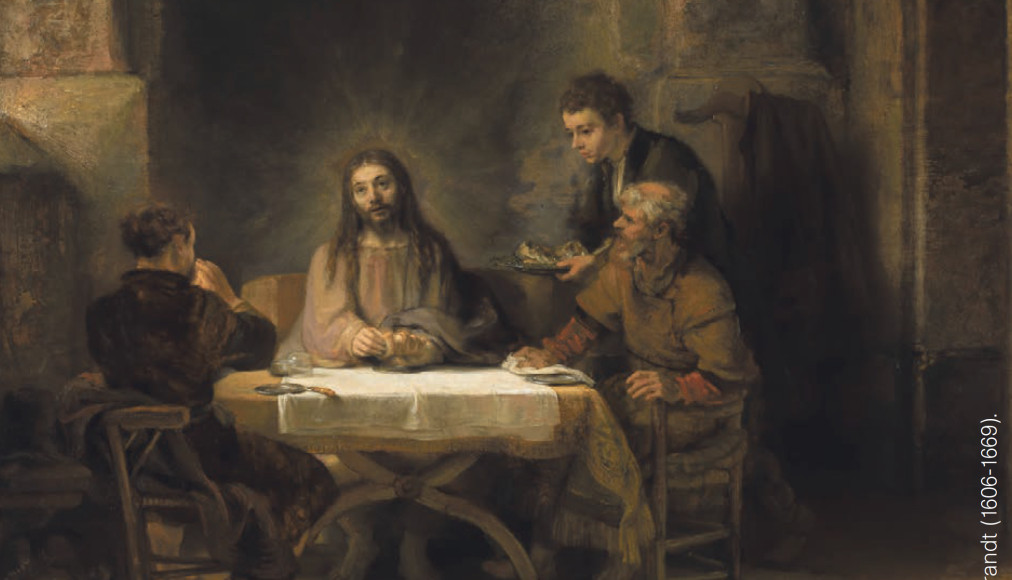 Les Pèlerins d’Emmaüs, huile sur bois, 1648. / Rembrandt (1606-1669)